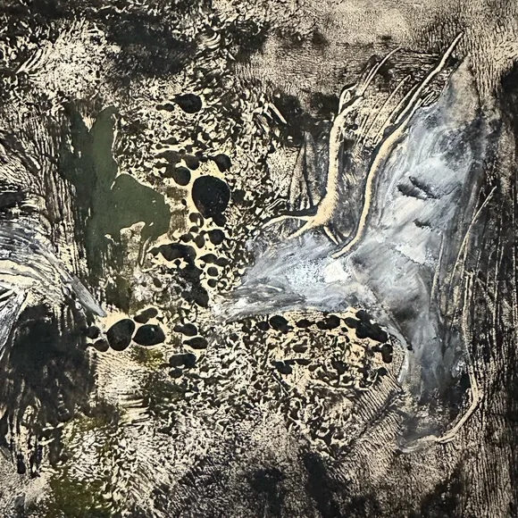 Original Acrylic Painting Black, Gold and White
